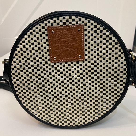 Never Fully Dressed Handbags - Never Fully Dressed Circle Cross Body Bag - Black and White Checked
